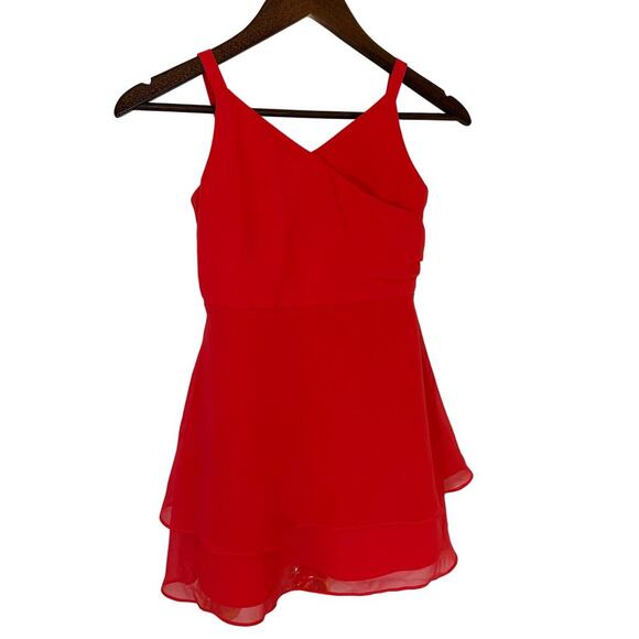 ZAC POSEN Red Flouncy Mini Cocktail Dress Flirty Evening Size 8 - Picture 1 of 10